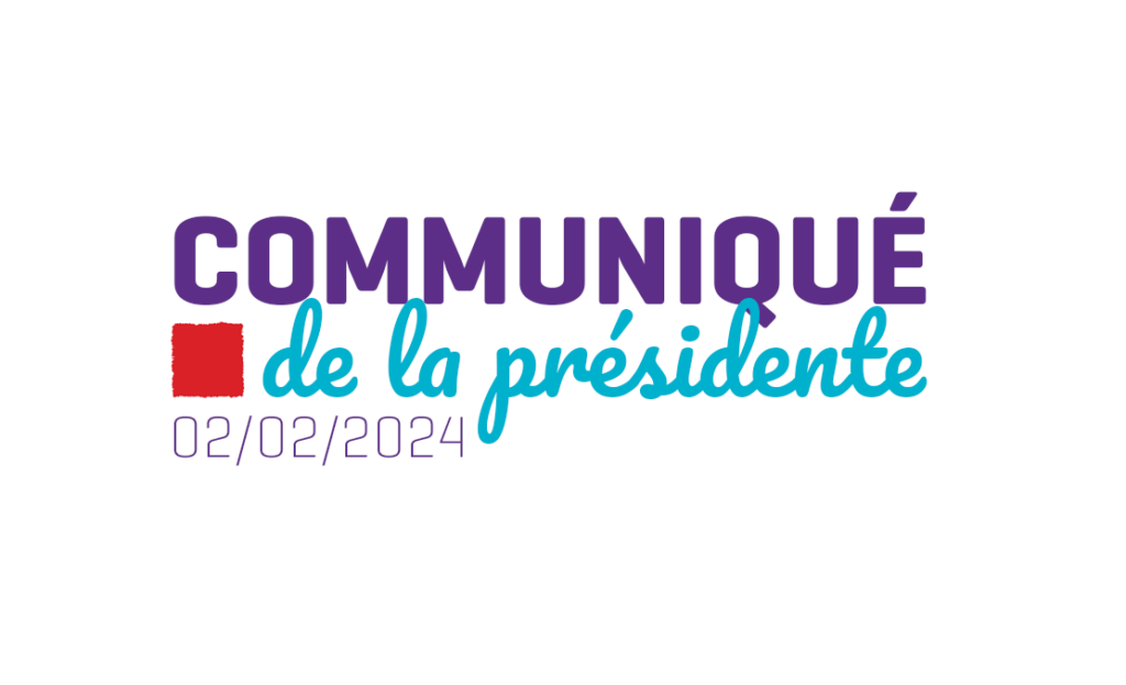 Communiqué de la présidente du 02/02/2024